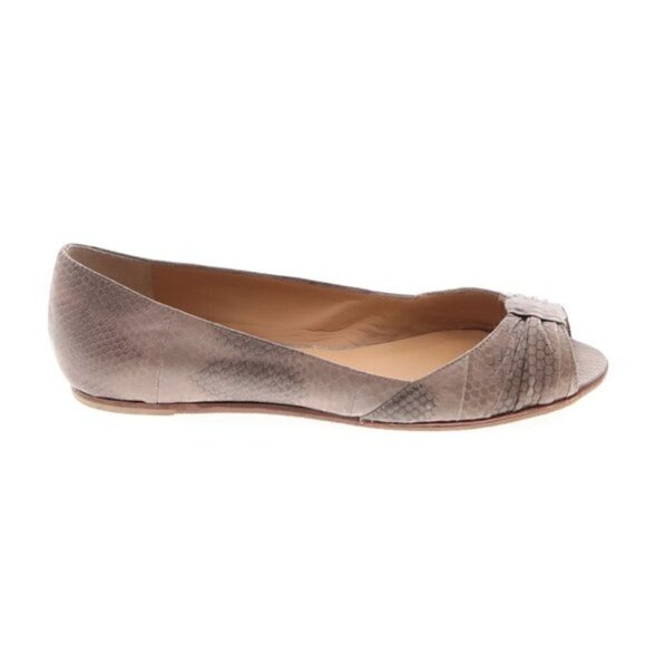 Devi Kroell Flats 6.5 NIB Open Toe Sea Snake Gray Luxury Cocktail Party Comfort - Picture 1 of 7